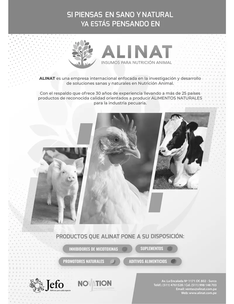 Aviso corporativo de Alinat en la revista Actualidad Avipecuaria, edición 102, 2024: «Si piensas en sano y natural, ya estás pensando en ALINAT»