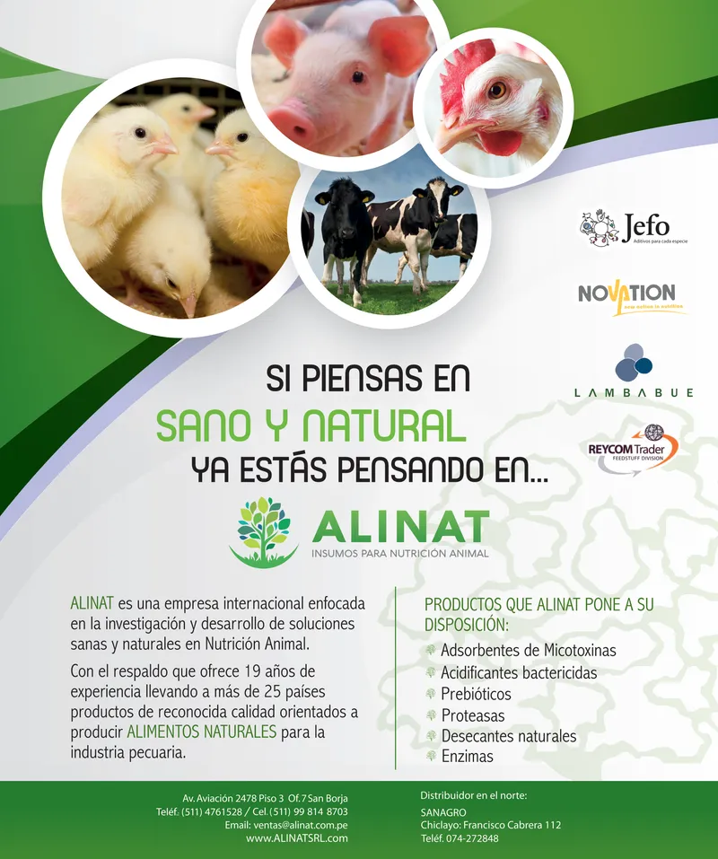 Aviso corporativo de Alinat en la revista Actualidad Avipecuaria, edición 66