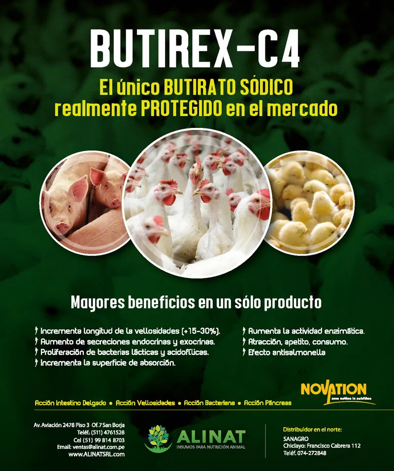 Aviso de Butirex C4 en la revista Actualidad Avipecuaria, 2017