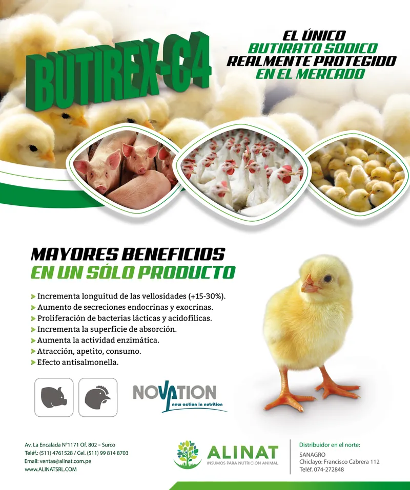 Aviso de Butirex C4 en la revista Actualidad Avipecuaria, 2018-2019