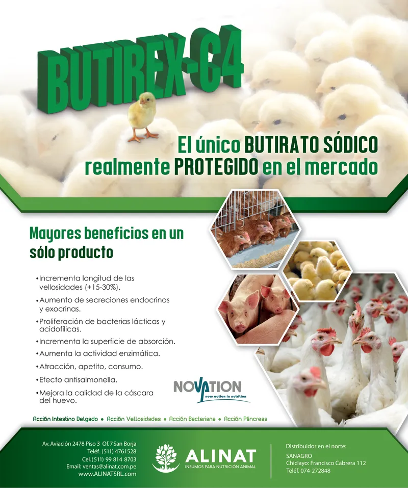 Aviso de Butirex C4 en la revista Actualidad Avipecuaria, edición 70